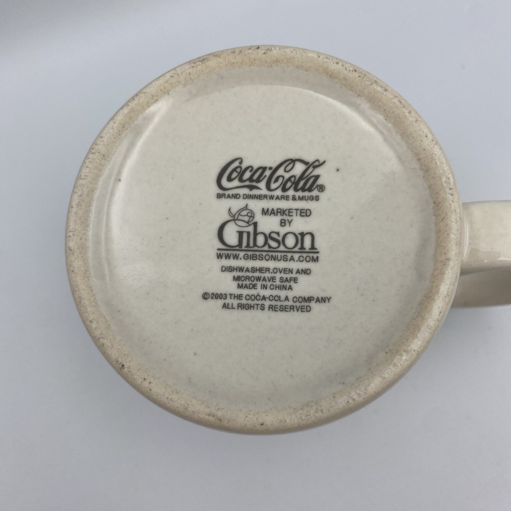 Lot Set of 2 Coca-Cola Cafe Mug White Red Coffee Cup Mug Gibson 2003 - Picture 5 of 9